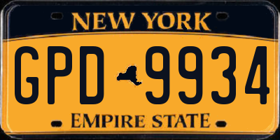 NY license plate GPD9934