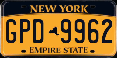 NY license plate GPD9962