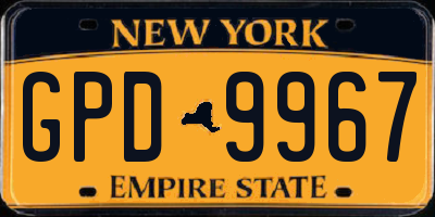 NY license plate GPD9967