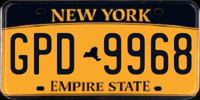 NY license plate GPD9968