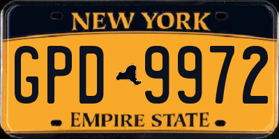 NY license plate GPD9972