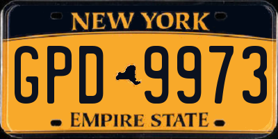 NY license plate GPD9973