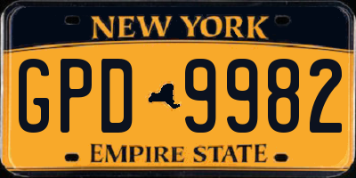 NY license plate GPD9982