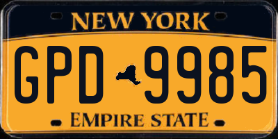 NY license plate GPD9985