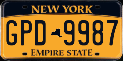 NY license plate GPD9987