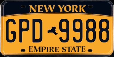 NY license plate GPD9988