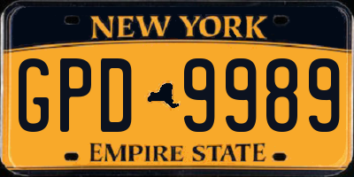 NY license plate GPD9989