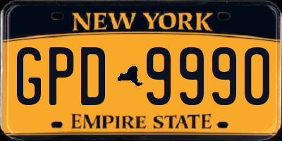 NY license plate GPD9990