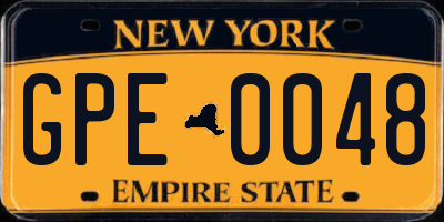 NY license plate GPE0048
