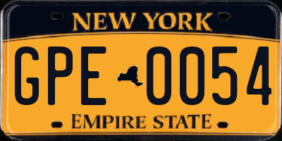 NY license plate GPE0054