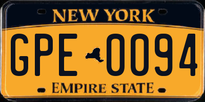 NY license plate GPE0094