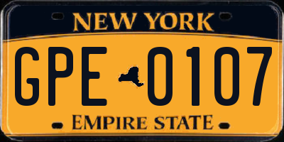 NY license plate GPE0107