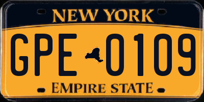 NY license plate GPE0109