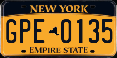 NY license plate GPE0135