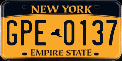 NY license plate GPE0137