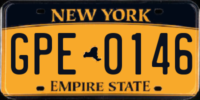 NY license plate GPE0146