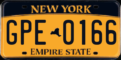 NY license plate GPE0166