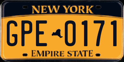 NY license plate GPE0171