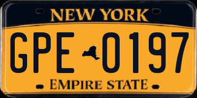 NY license plate GPE0197