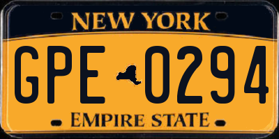 NY license plate GPE0294