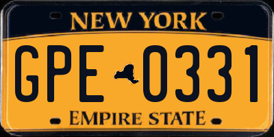 NY license plate GPE0331