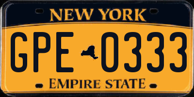 NY license plate GPE0333