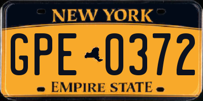 NY license plate GPE0372