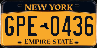 NY license plate GPE0436