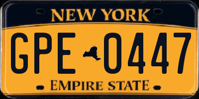 NY license plate GPE0447