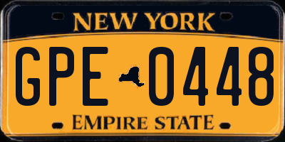 NY license plate GPE0448