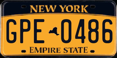 NY license plate GPE0486