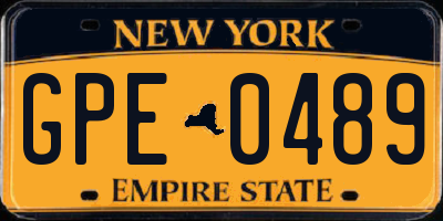 NY license plate GPE0489