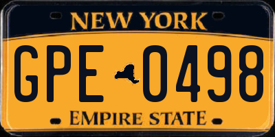 NY license plate GPE0498