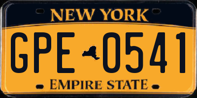 NY license plate GPE0541