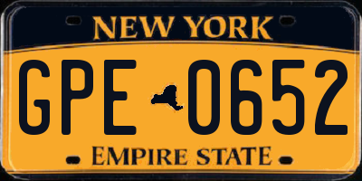 NY license plate GPE0652