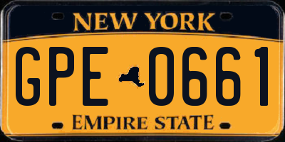 NY license plate GPE0661