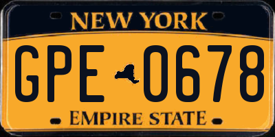NY license plate GPE0678