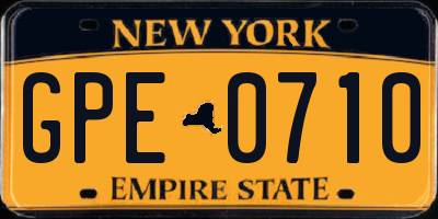 NY license plate GPE0710
