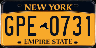NY license plate GPE0731