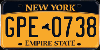 NY license plate GPE0738