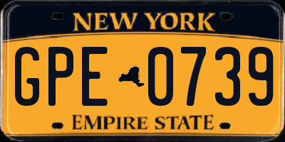 NY license plate GPE0739