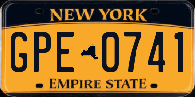 NY license plate GPE0741