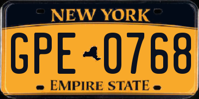 NY license plate GPE0768