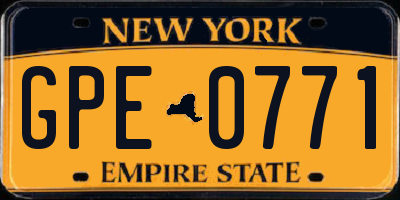 NY license plate GPE0771
