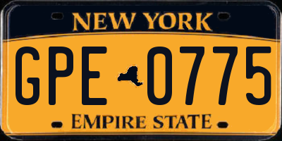 NY license plate GPE0775