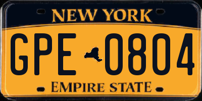 NY license plate GPE0804