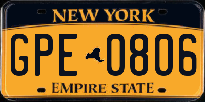 NY license plate GPE0806