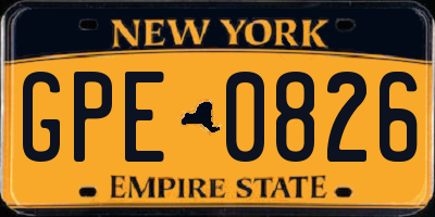 NY license plate GPE0826