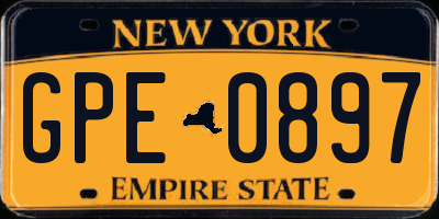 NY license plate GPE0897