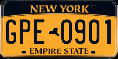 NY license plate GPE0901